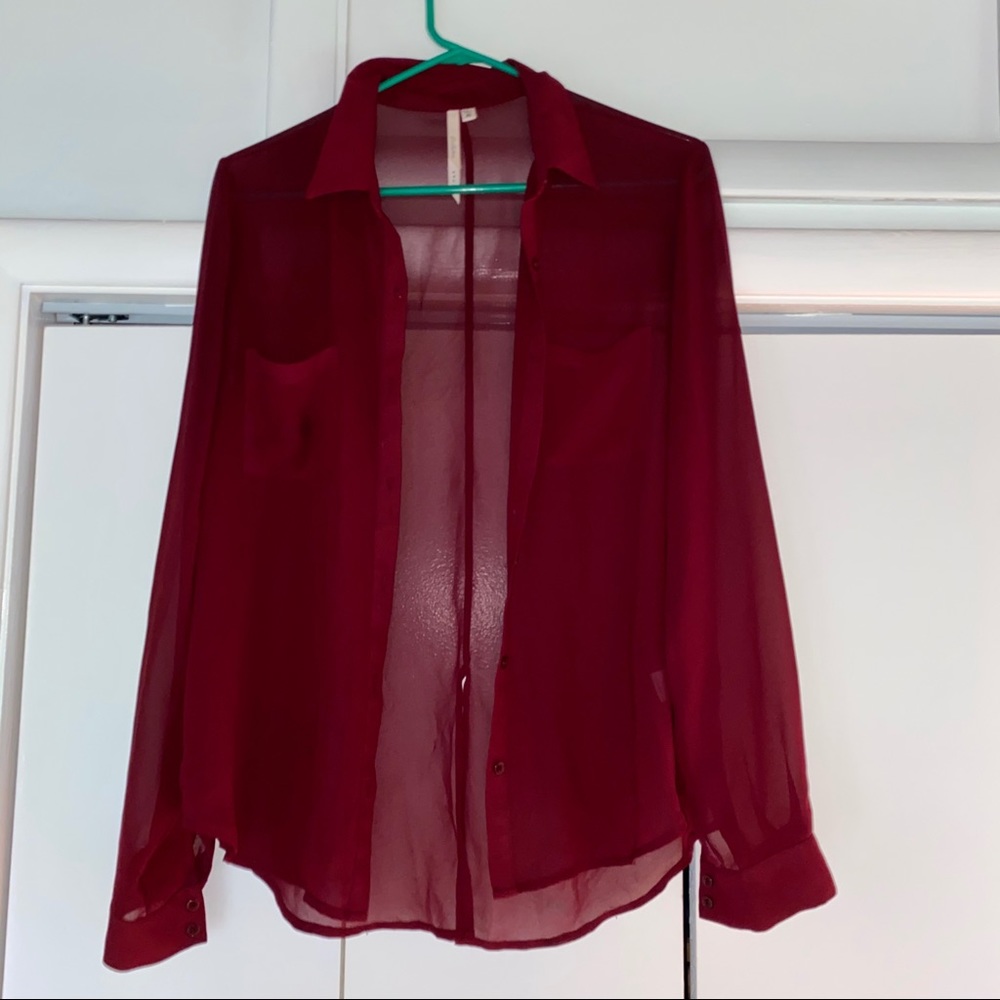 Chiffon see- through button up blouse